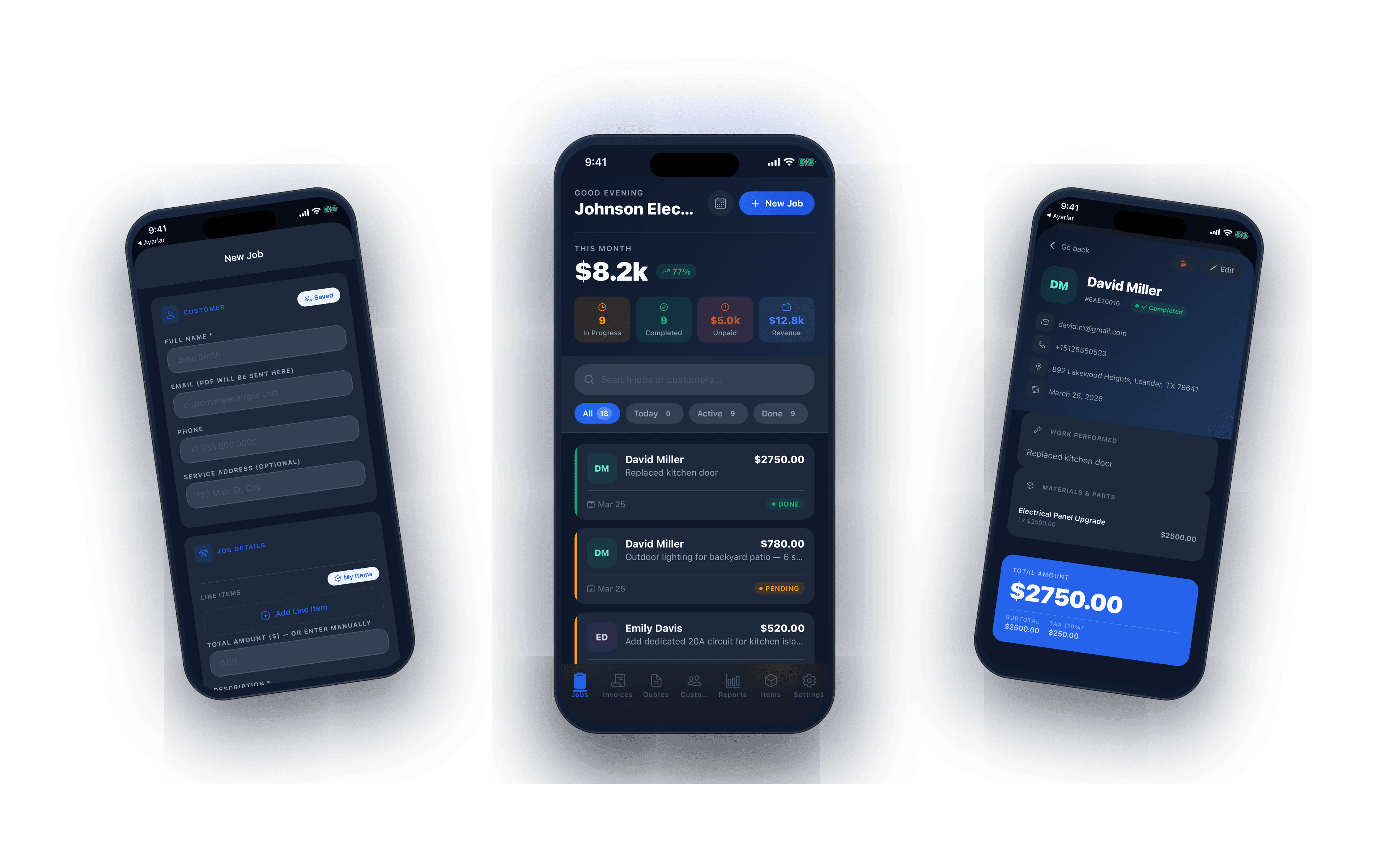 Job management - create, assign, and track field service jobs