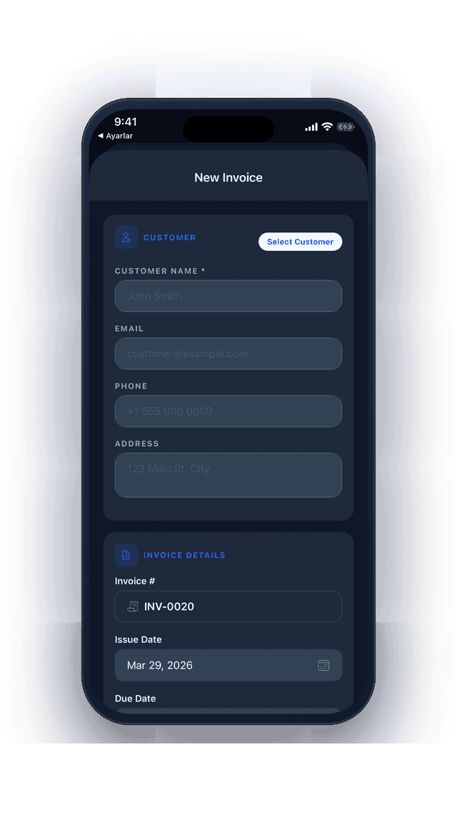 Creating a professional invoice with line items and tax calculation