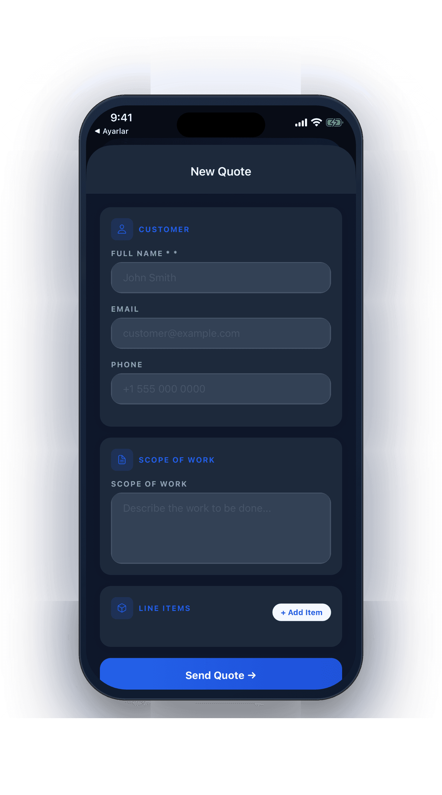 Creating a professional quote in Workslip
