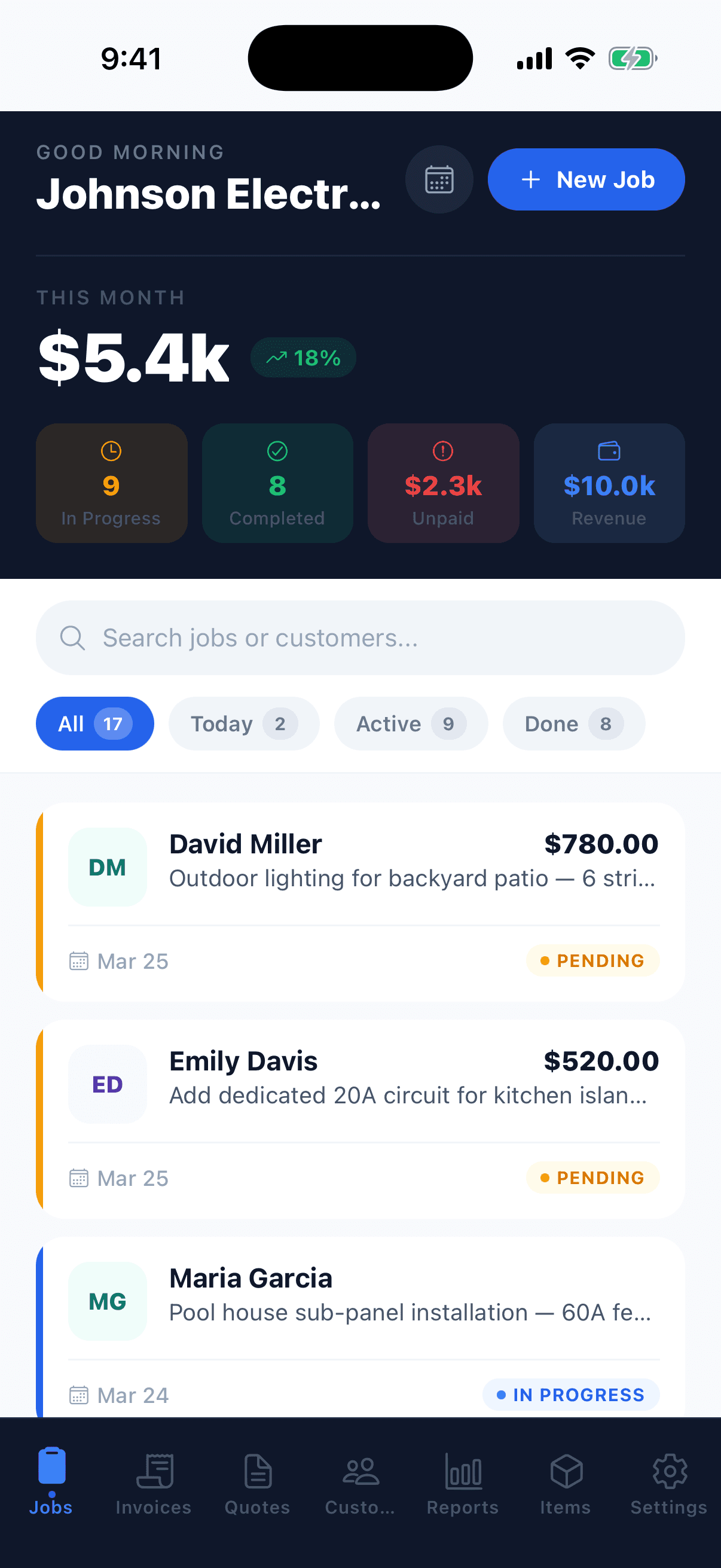 Workslip app dashboard