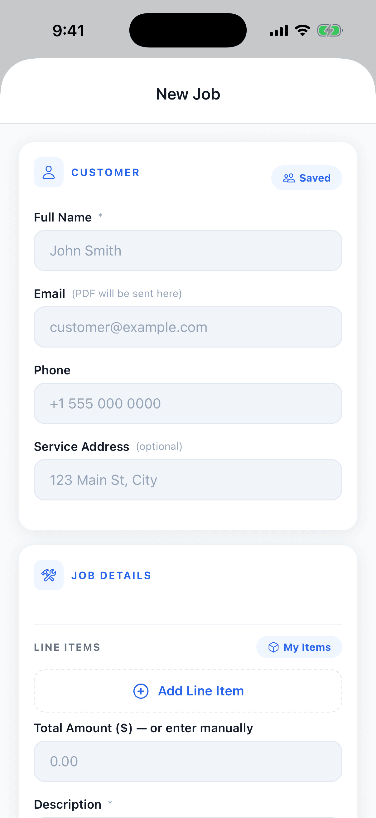 Workslip new job with digital signatures